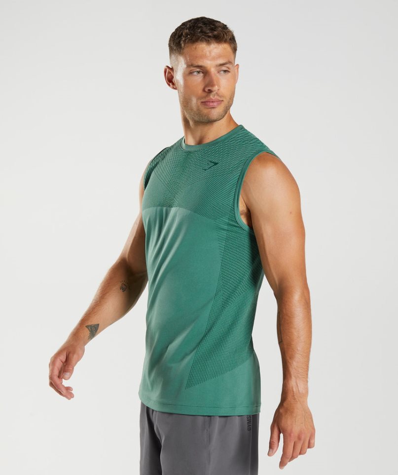 Men's Gymshark Apex Seamless Tanks Green | NZ 3RHOGV